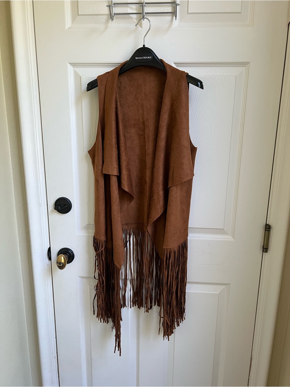 Brown Suede-Look Fringe Vest
